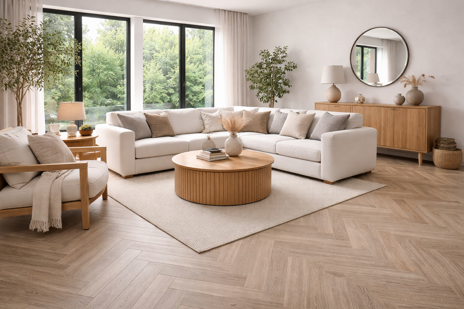 Invisible Oak Herringbone Engineered Wood Flooring Natural Matt Invisible Finish