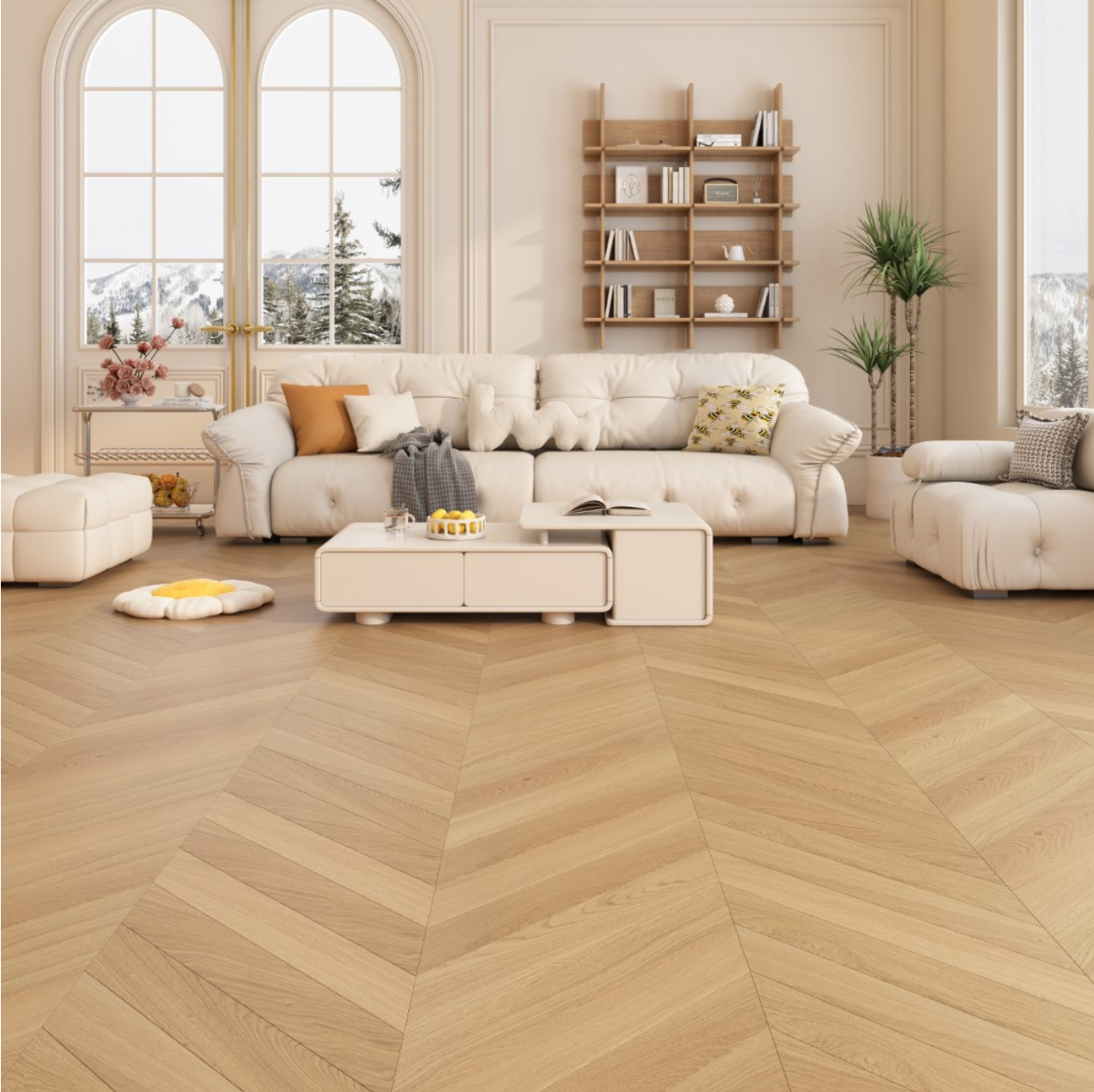 Invisible Lacquered Chevron Oak Flooring AB – Premium Select Grade Chevron