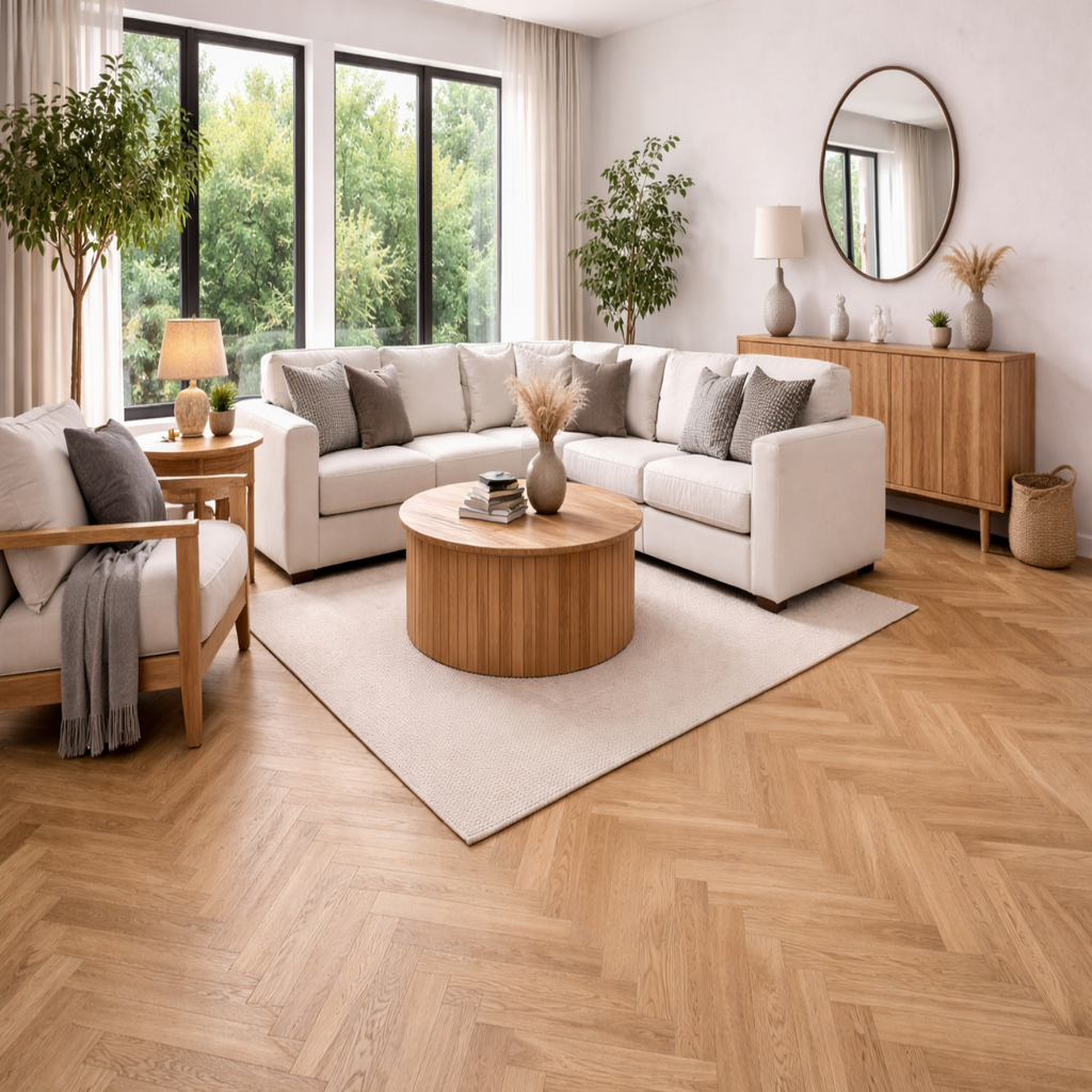 Grande Natural Oak Engineered Wood Flooring Premium Light Natural Look