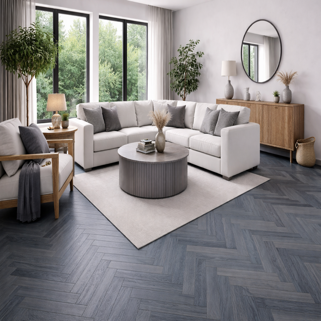 Galaxy Black Oak Engineered Wood Flooring Deep Charcoal Modern Finish