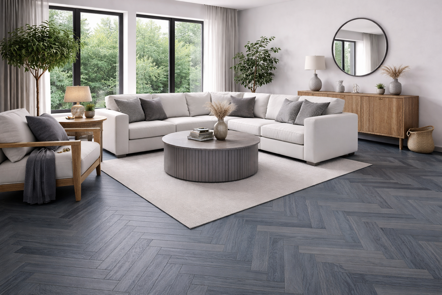 Galaxy Black Oak Engineered Wood Flooring Deep Charcoal Modern Finish