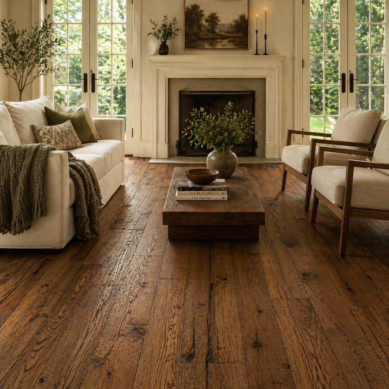 Distressed Hand-Scraped Antique Oak Flooring – Authentic Vintage Character
